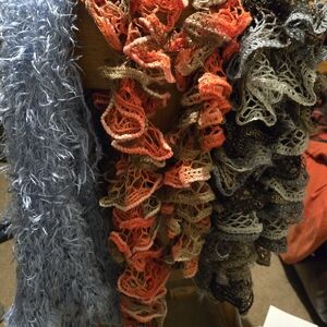 Decorative Ruffled Knit Scarf - Multi-Color And A Fluffy Tubular One